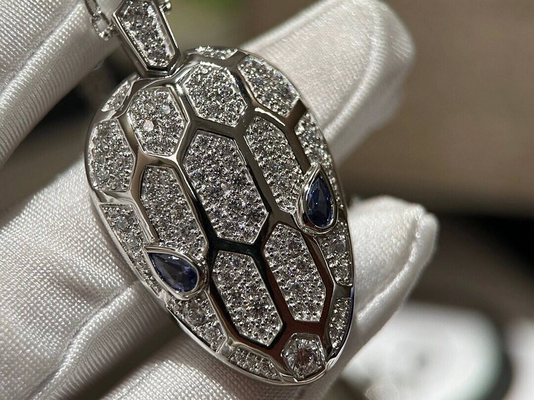 bvlgari宝格丽蛇头满钻项链 bv 进口锆石镶嵌96 高贵奢华78优雅