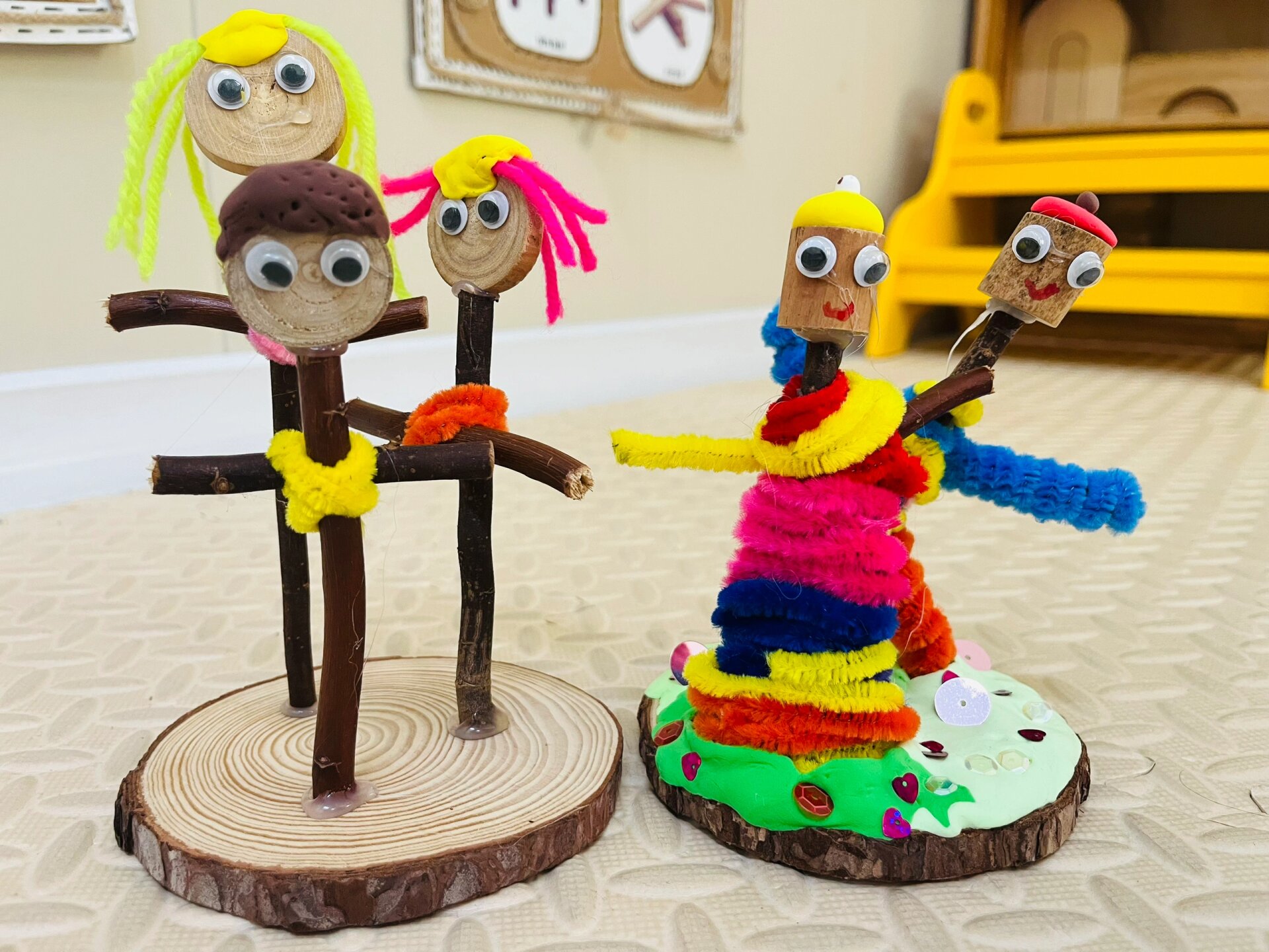 自然材料木头小人