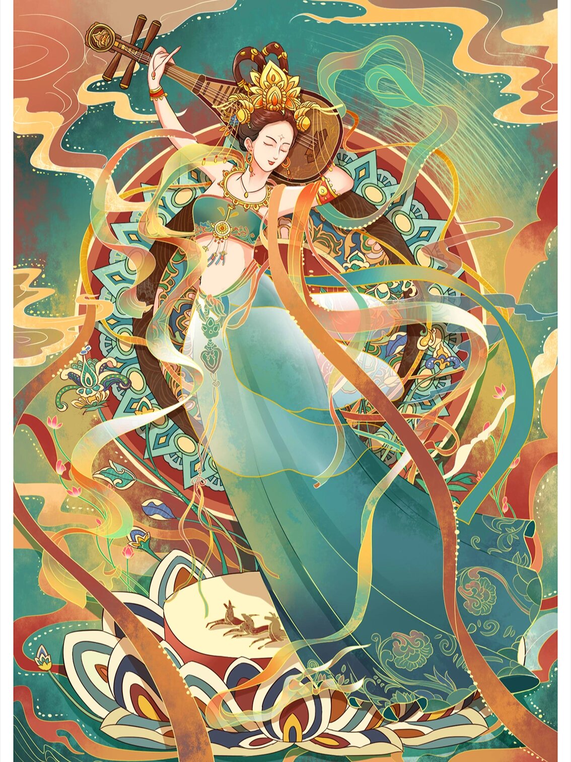 敦煌插画《飞天仙女》