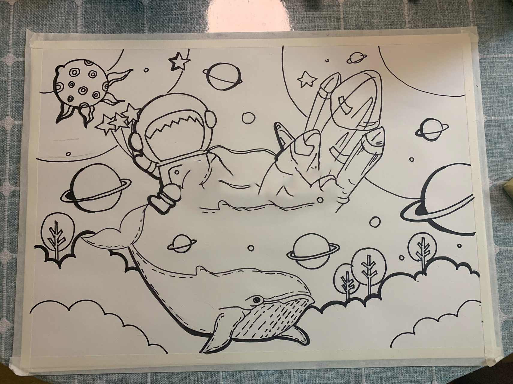 儿童科技幻想画简笔画线稿 线稿