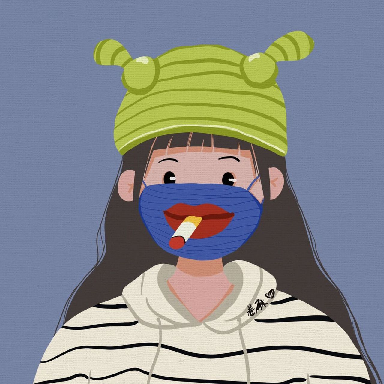 插画 | 头像 | 直播画的痞幼的绿帽子 图片可做个人头像,个人壁纸