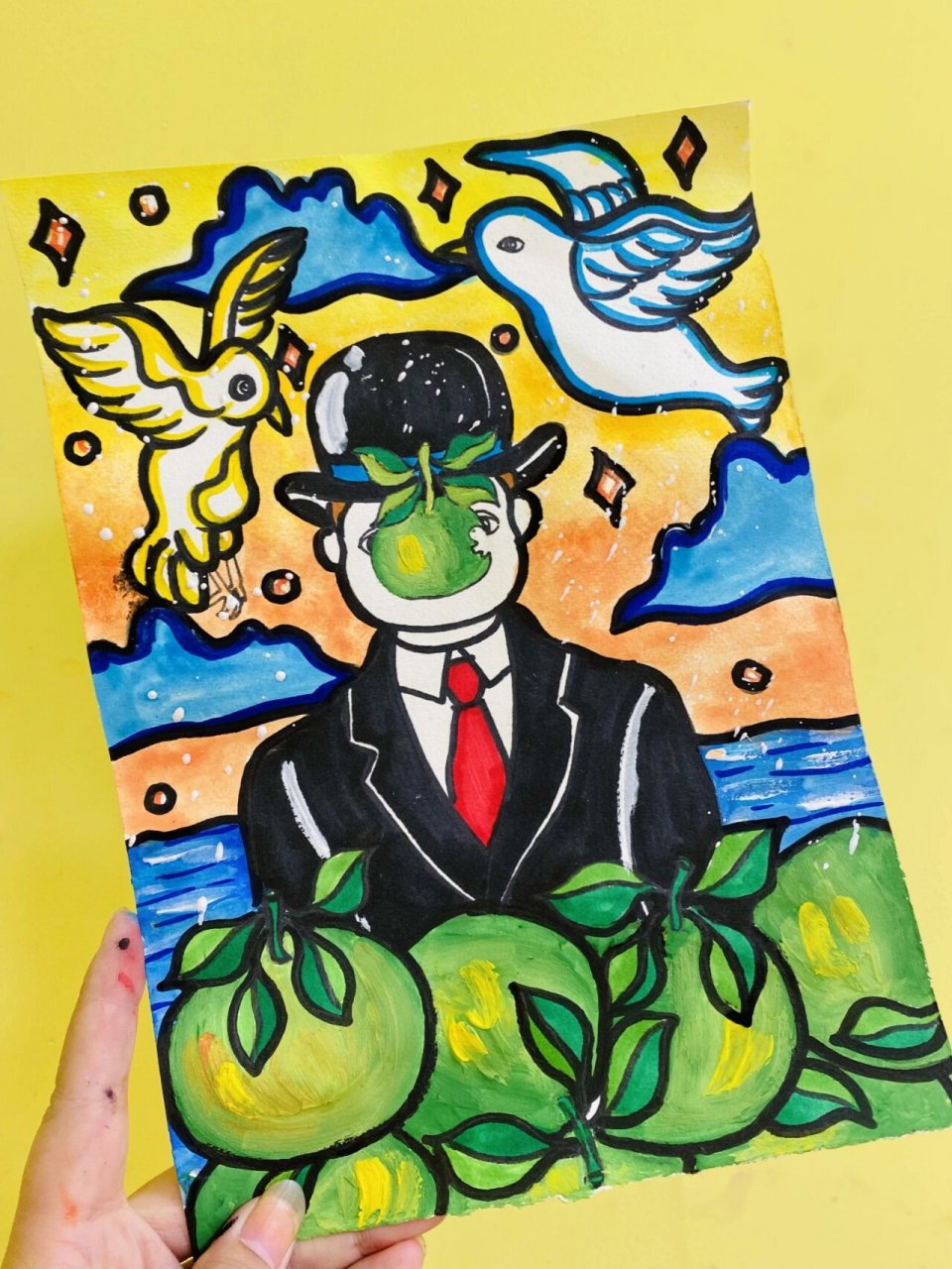 《人类之子》范画 学生作品 艺术鉴赏与创作篇 比利时超现实主义画家