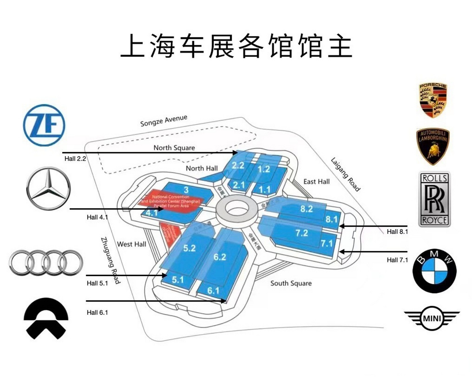 2023上海车展# 展馆分布已经出炉了,你们更关注哪些品牌?