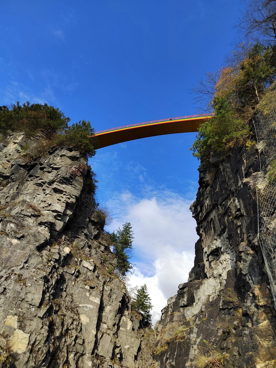 神龙架之天燕景区 车一直可以开上去 走台阶就到彩虹桥 观景台风吹着