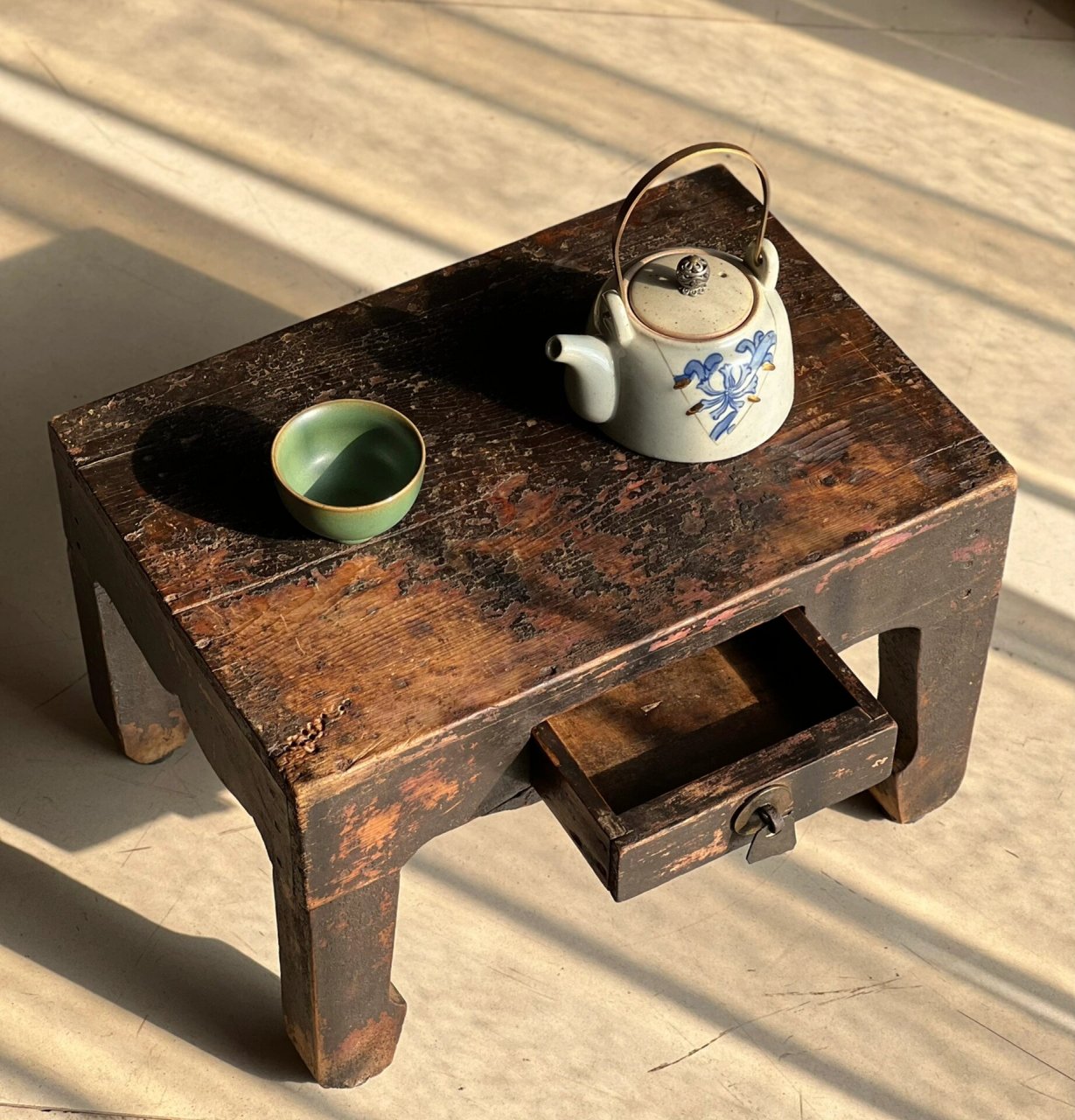 老炕桌 榻榻米小茶桌 茶几 古拙之美 尺寸:长35.5 宽24 高22.5厘米