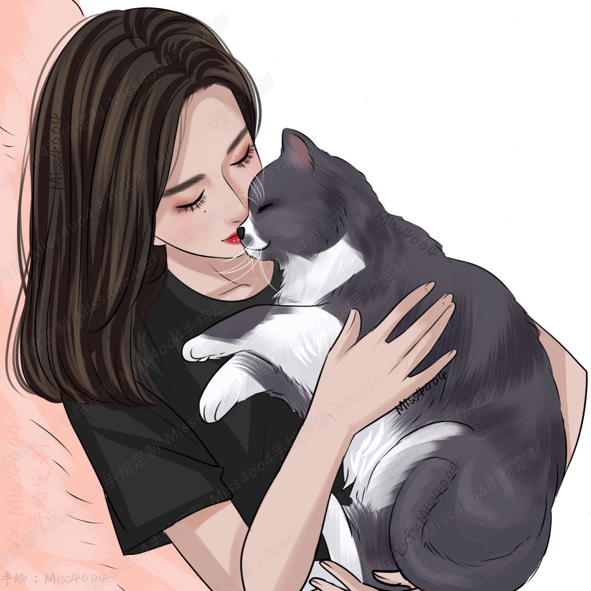 我来更图啦 抱猫 女生头像