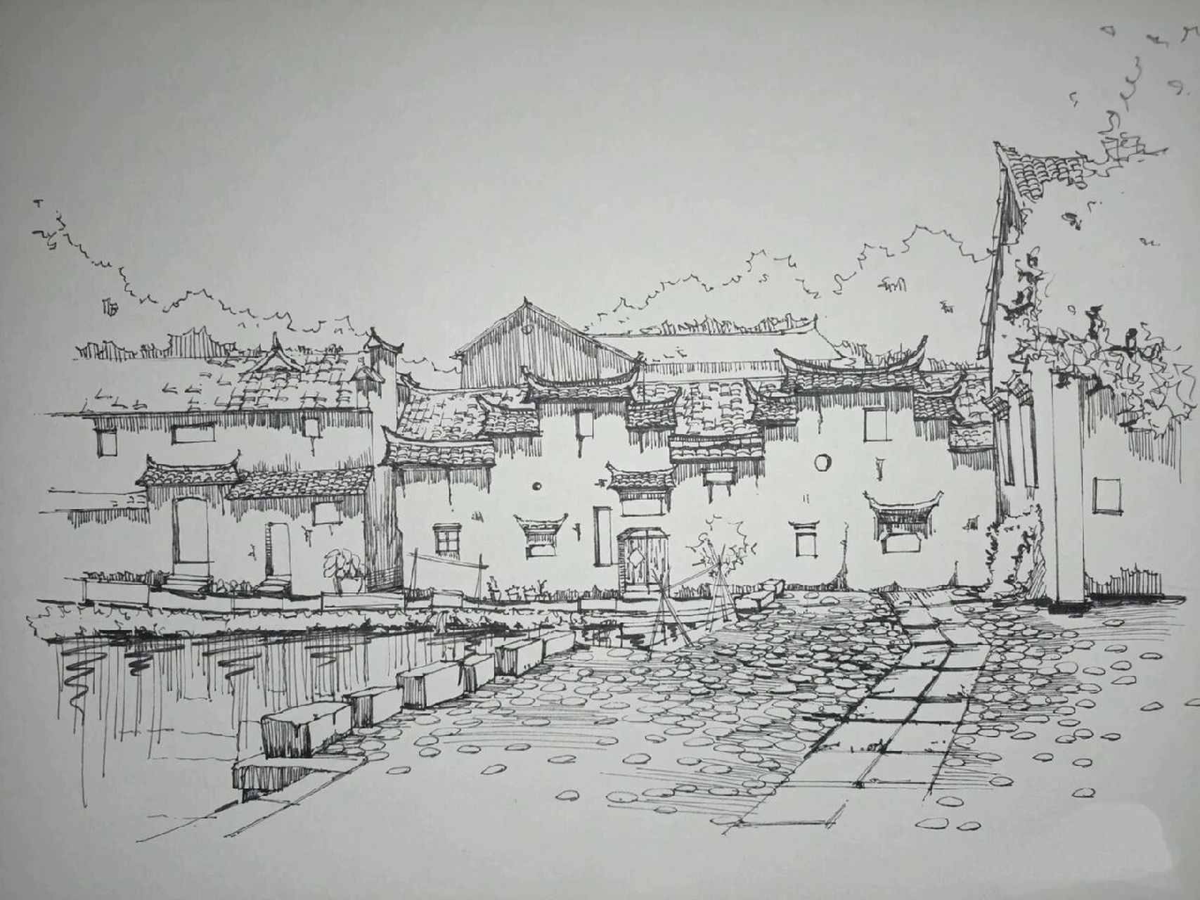 速写风景,很优秀的作品,临摹首选 西递,宏村,坪山,婺源