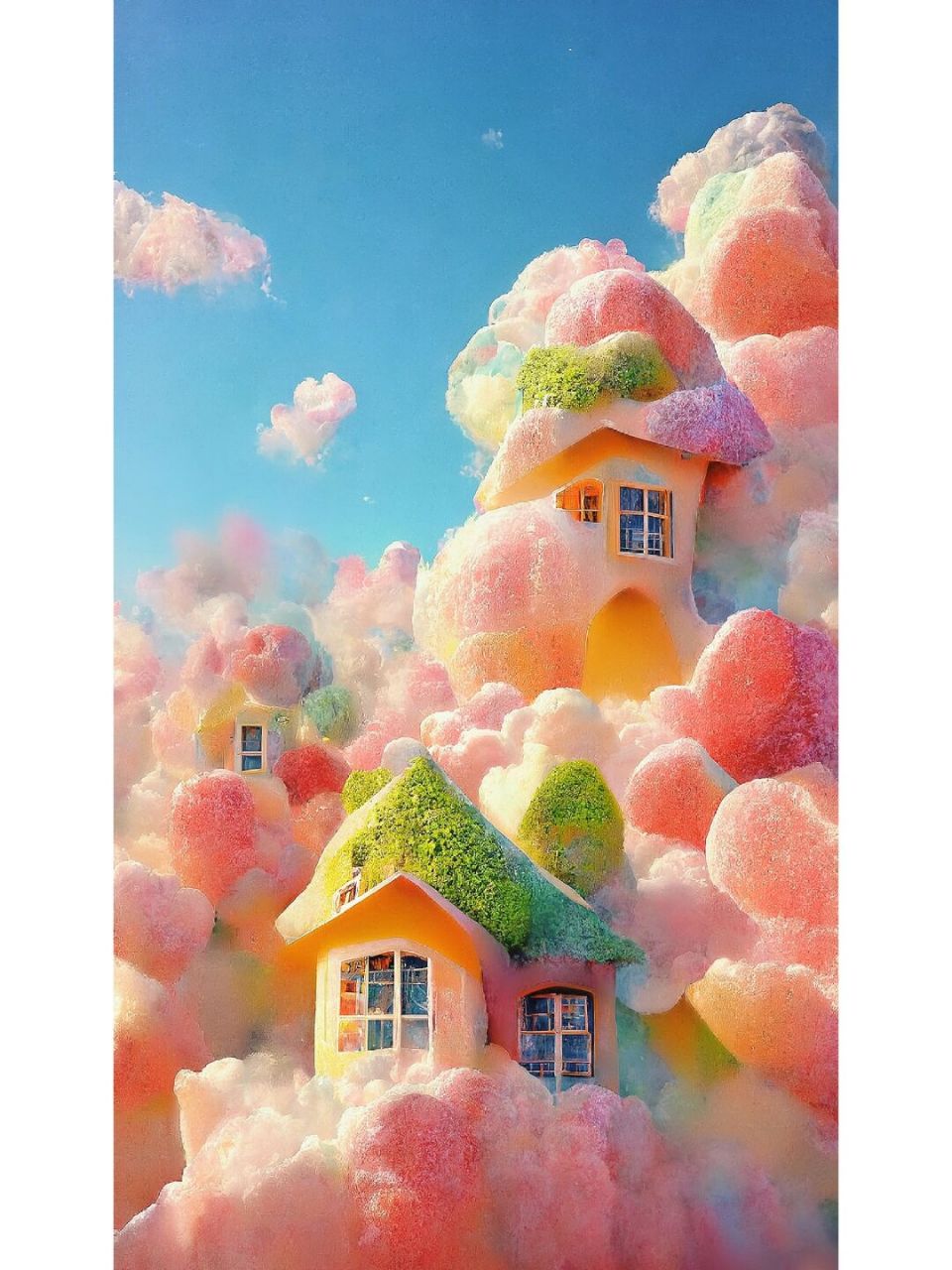 ai绘画# #糖果屋# #看见美好# #棉花糖屋# #可爱云朵# #可爱房子