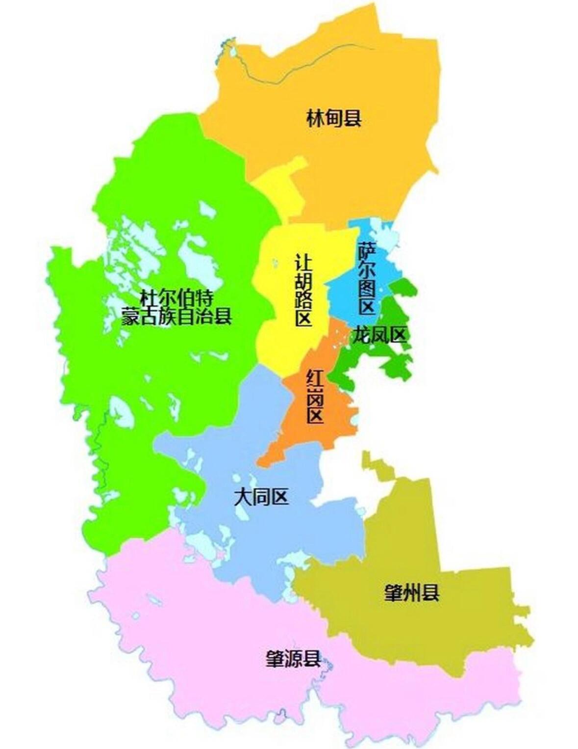 黑龙江省各地市政区图(十):大庆市