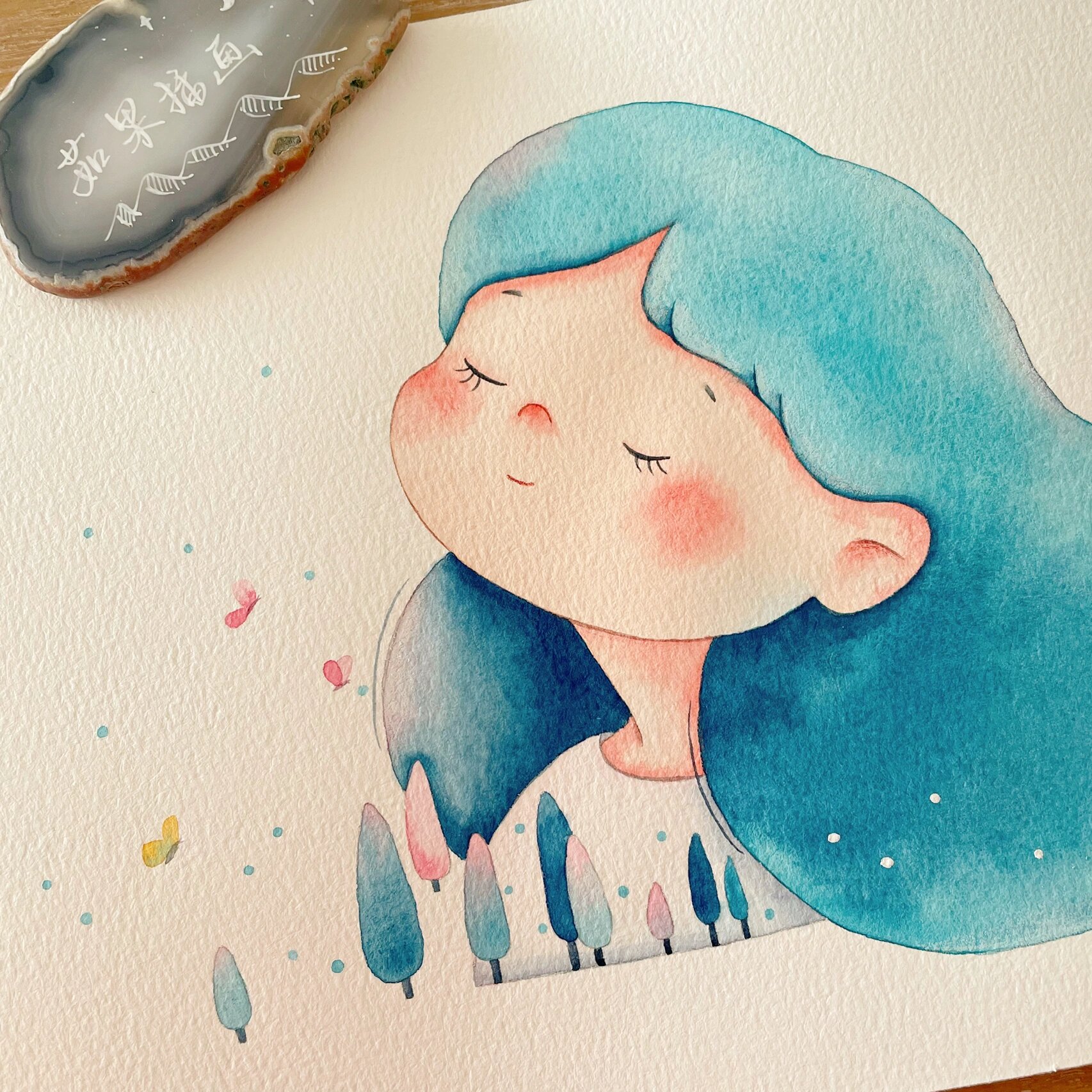 🔥7步教你画原创水彩小头像,含线稿和教程