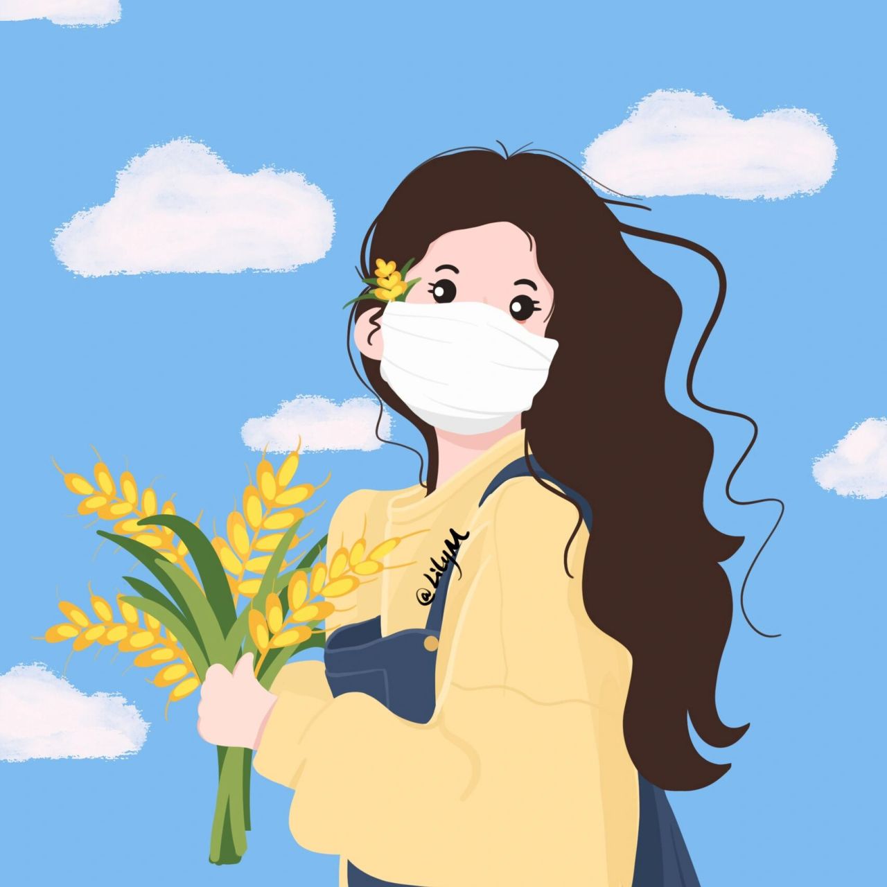 女生头像|手捧麦穗的女生|插画打卡56/100 风吹麦浪 浪漫至死不渝