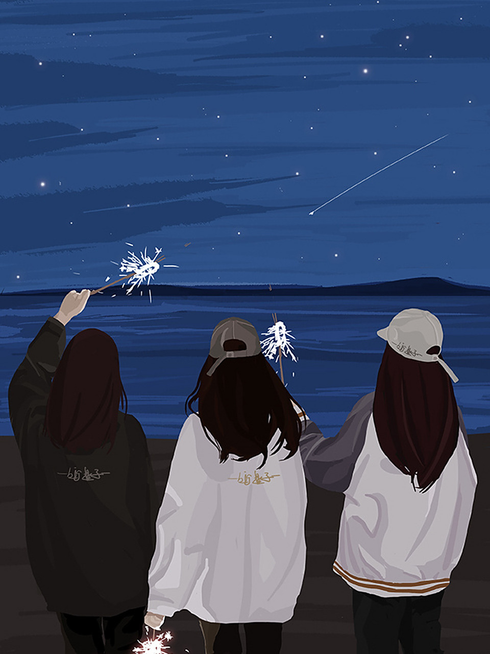 原创插画|星辰大海系列的闺蜜图ins扁平风 谷雨,春天的最后一个节气