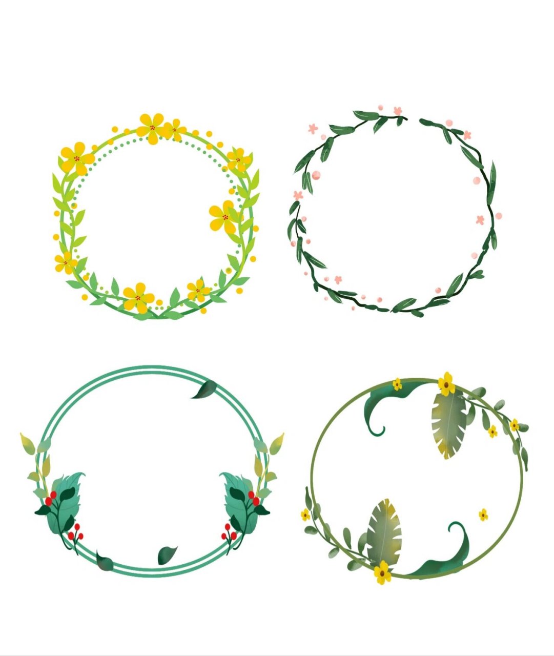 免抠手帐素材 |可爱清新的万能花环边框集合 嗨喽,宝子们.