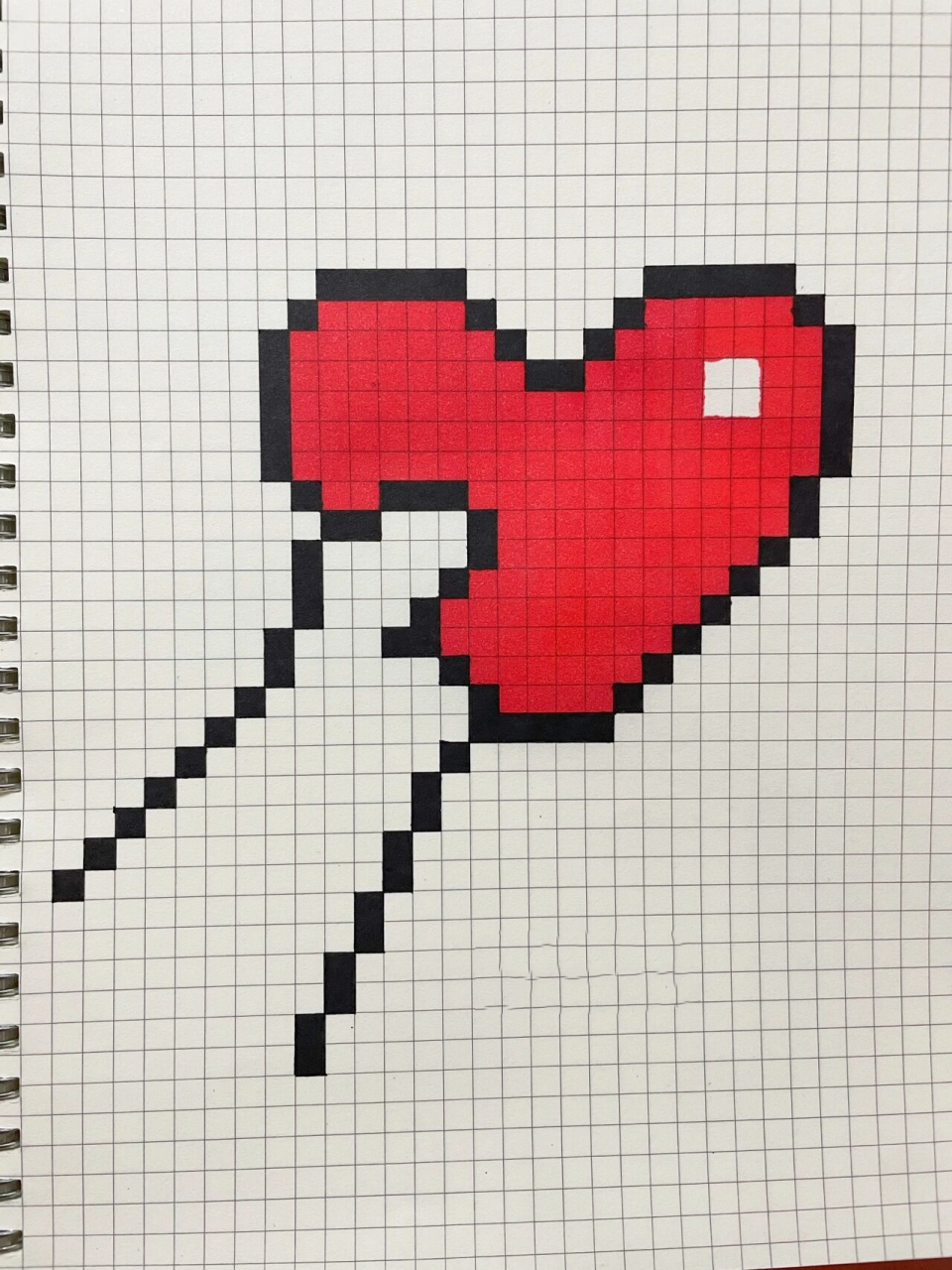 像素画临摹100 给你小心心 笔:touch mark动漫油性80色 本子:b5网格本