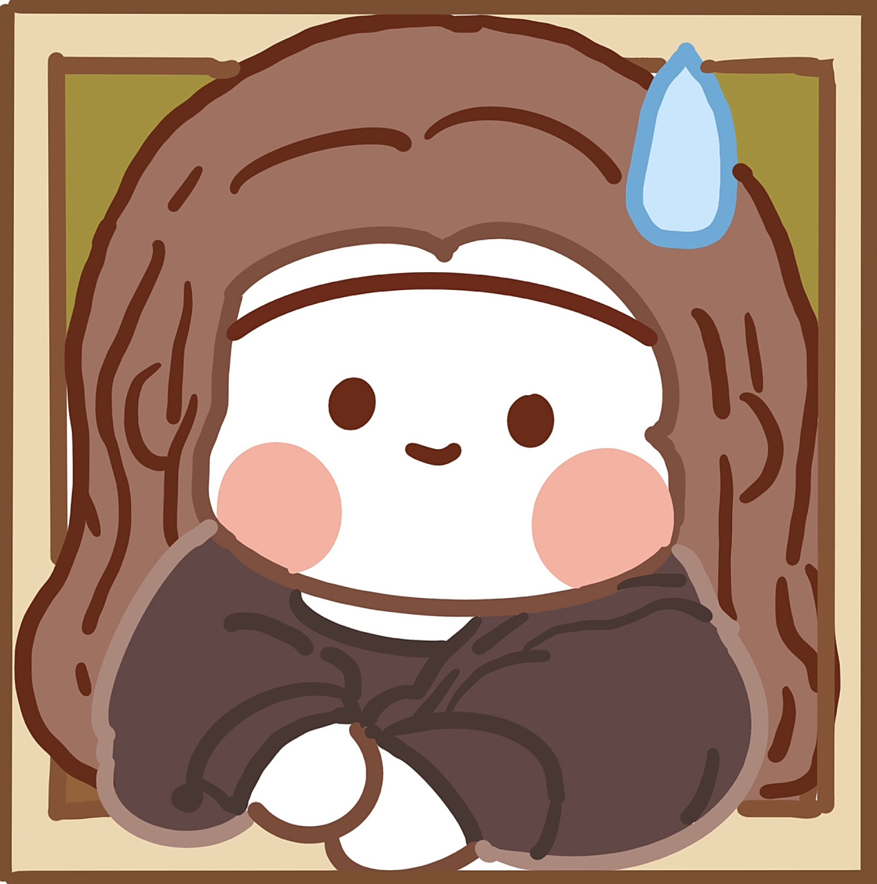 "萌"娜丽莎 今天在网上找了一张图片,画了一画,蛮可爱的.