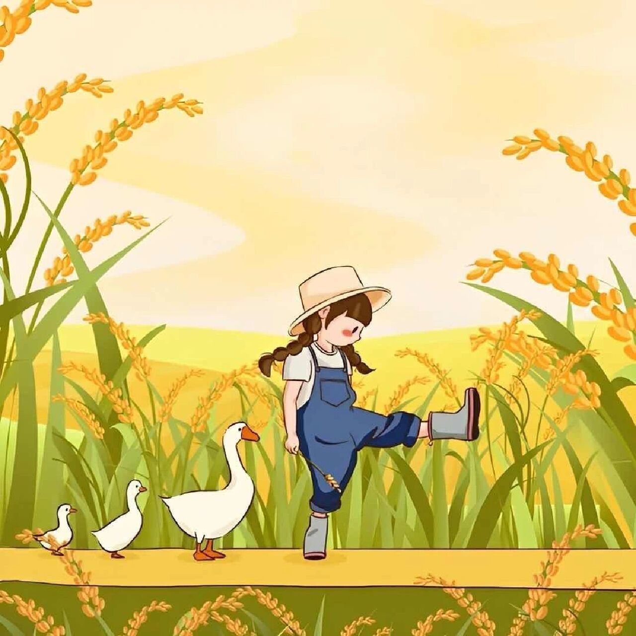 【壁纸】走在田间的小女孩 不管前方的路有多苦,只要走的方向正确