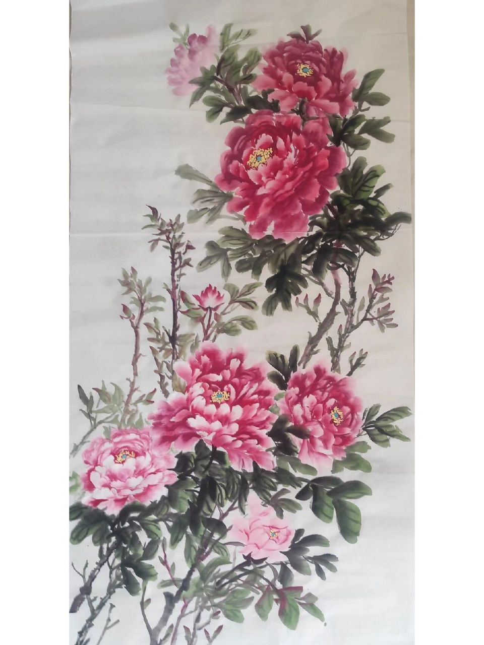 竖幅四尺牡丹图!