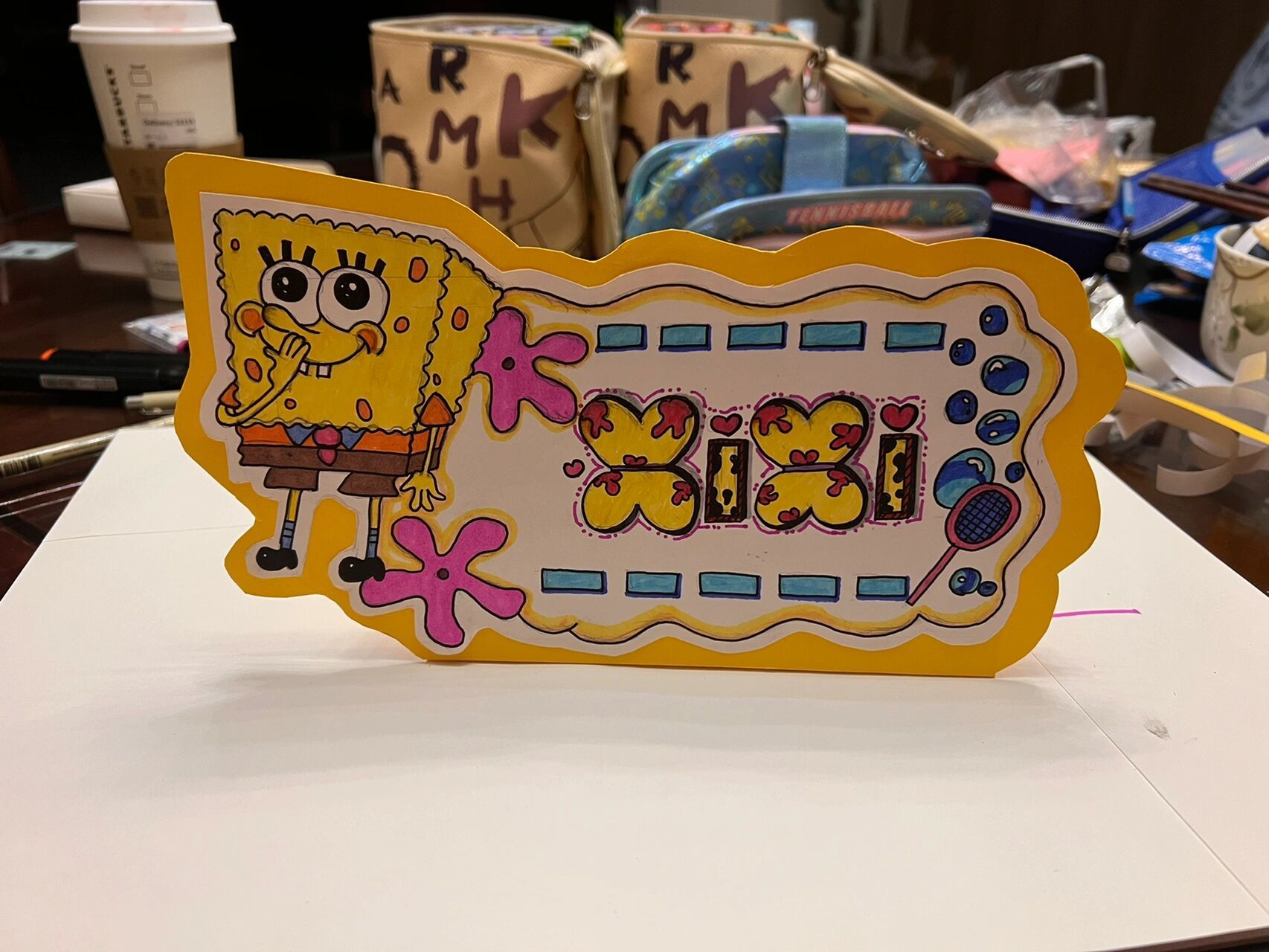 手工英文名牌 宝贝的家庭作业"英文名牌"搞定,来个正立面,背立面,侧