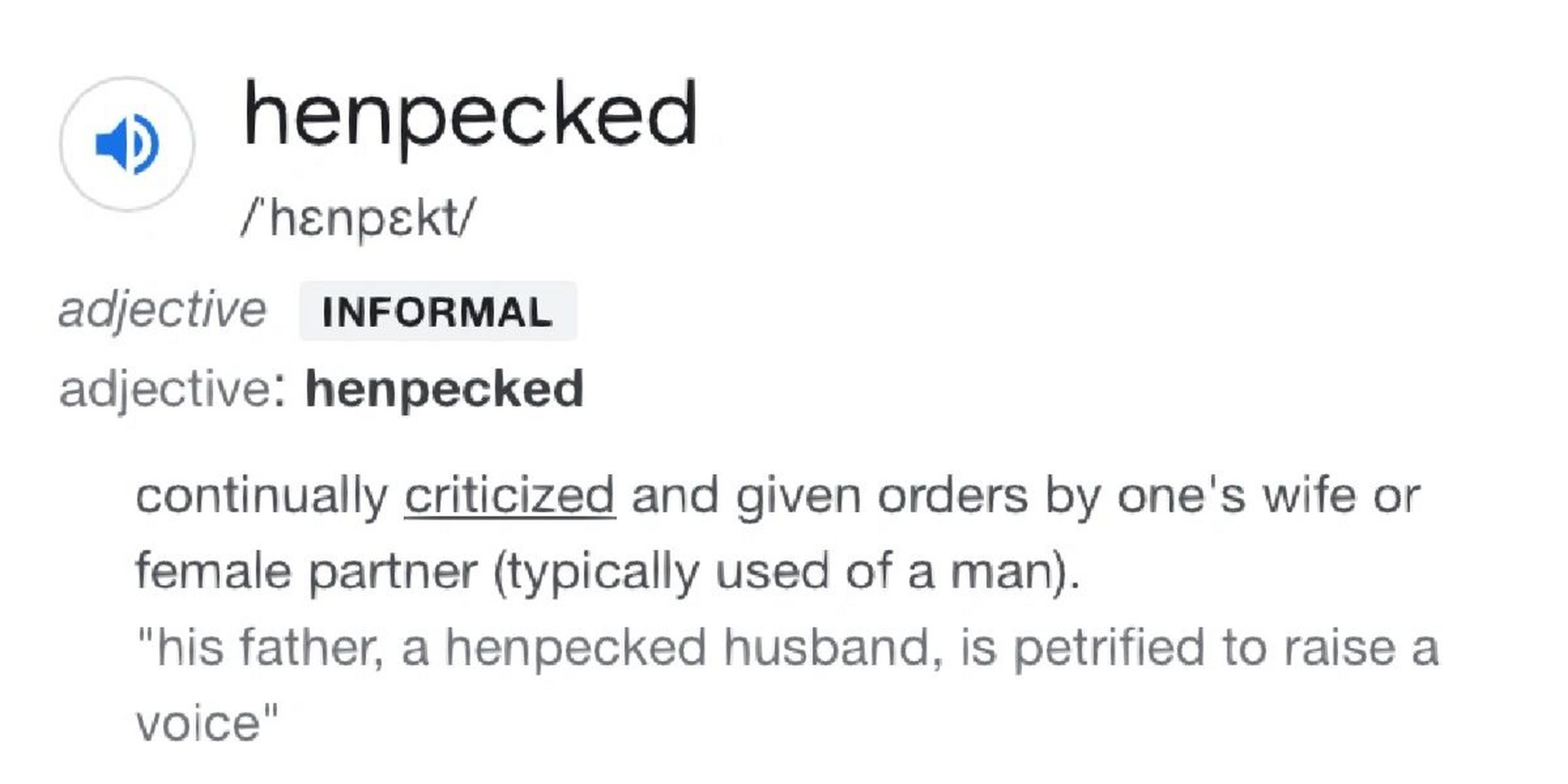 "妻管严"的英文原来这么好笑 99henpecked,adj.