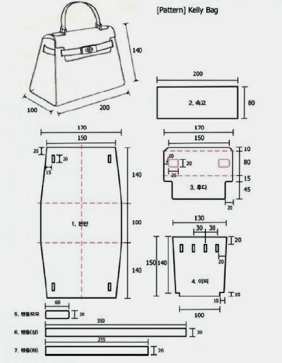 手工皮具图纸 普普通通一个包