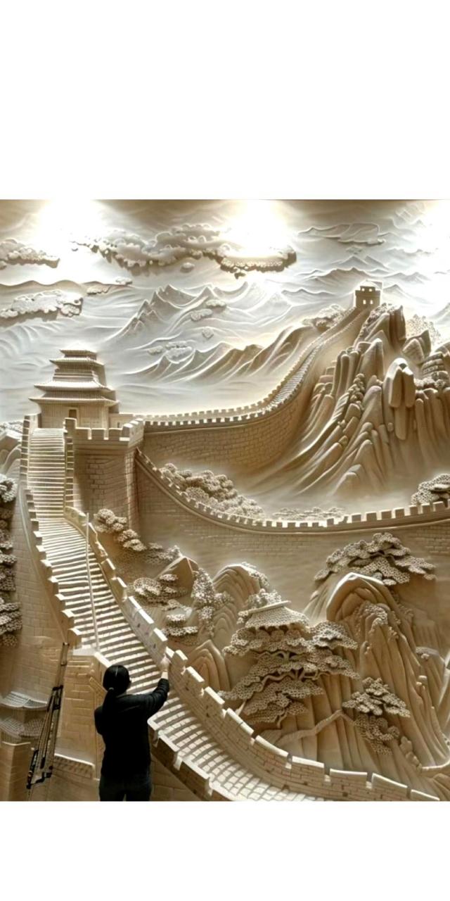 【浮雕长城壁画系列2】 主题和设计元素:选择万里长城作为主要元素