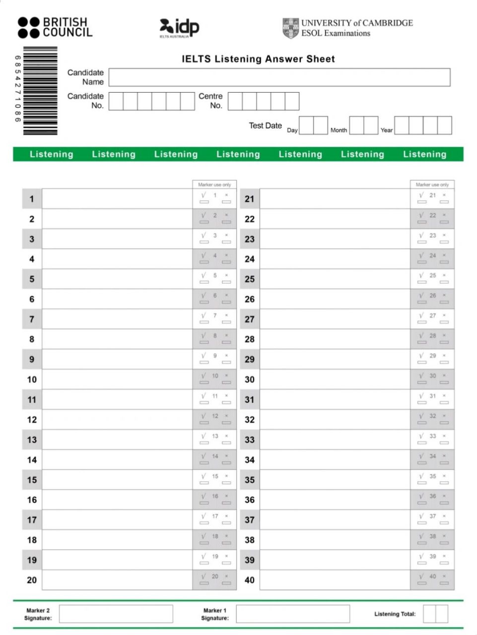 2021最新版雅思答题卡  在家也可模拟,可打印的pdf电子版