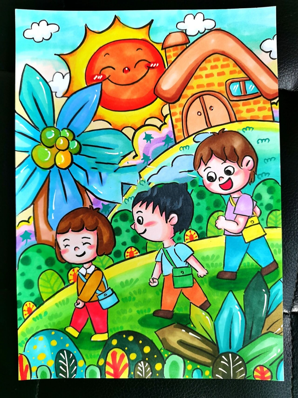 儿童画|《上学路上》|附线稿图 96毕加索  宝可梦联名款马克笔96