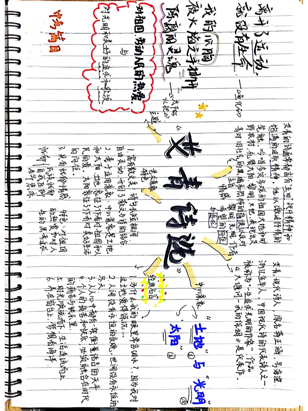 艾青诗选思维导图 中考复习@心有大海和天空的动态