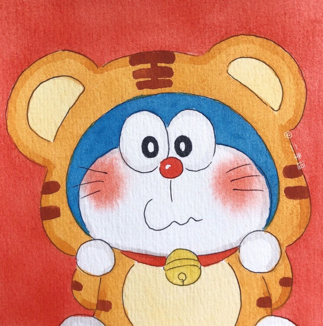 水彩分享|哆啦a梦新年系列头像91 343131 393734 31