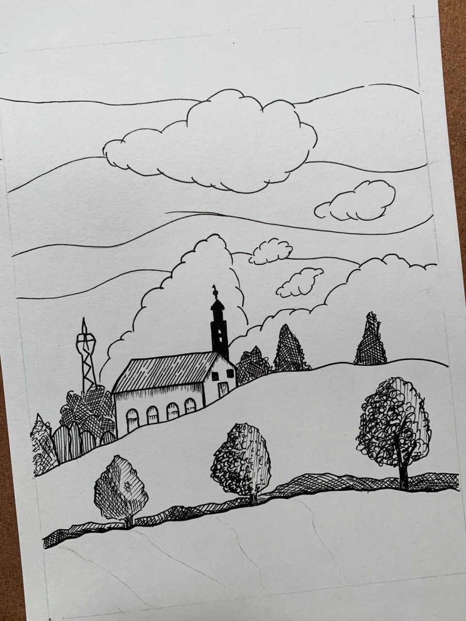 黑白风景画 这种线条画下来,眩晕症都要犯了