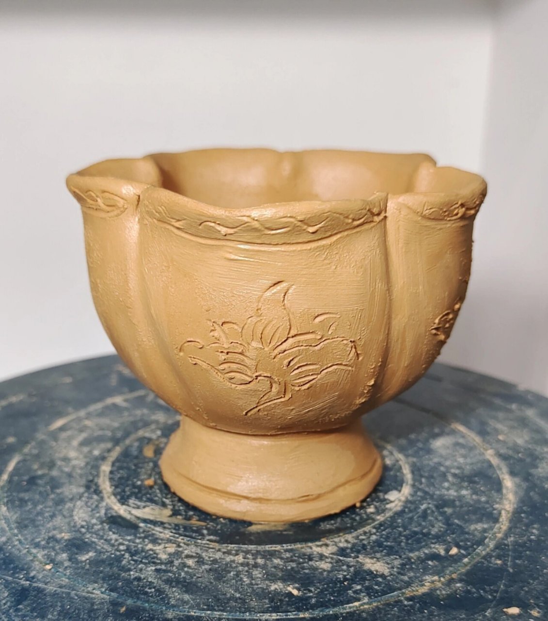 陶艺 手捏成型 梅花小杯 有步骤 捏动物没人关注,捏个实用器