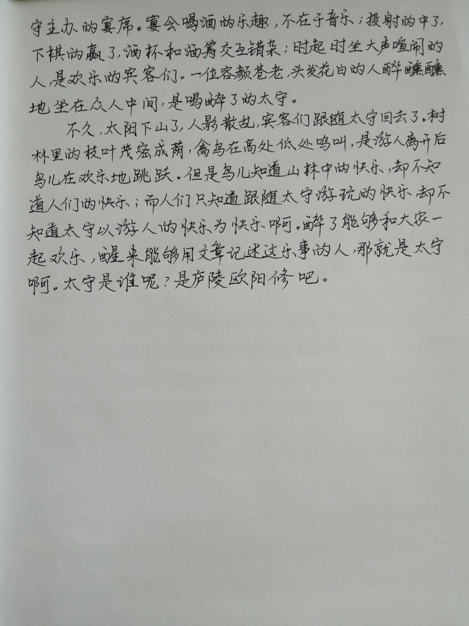 醉翁亭记手写图片学生图片