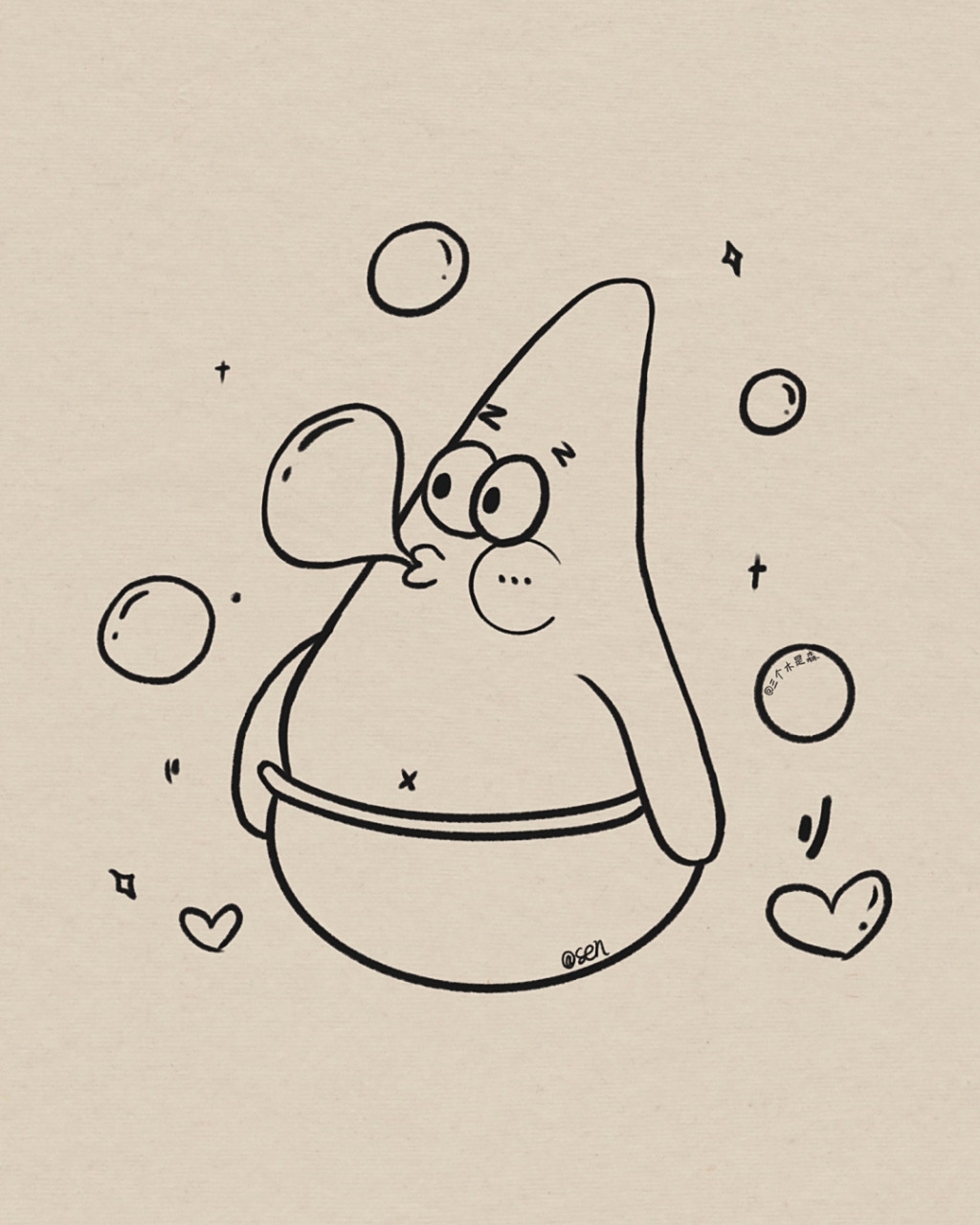 新年首幅简笔画还是我坠爱的派大星～ #简笔画教程# #简笔画# #儿童简