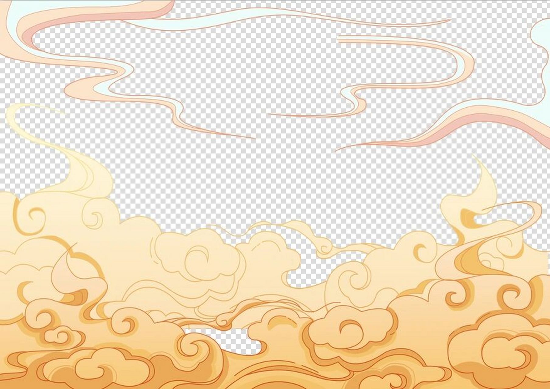 国潮矢量元素 分享一波自己画的国潮矢量元素,有山,有云,有仙鹤#国潮