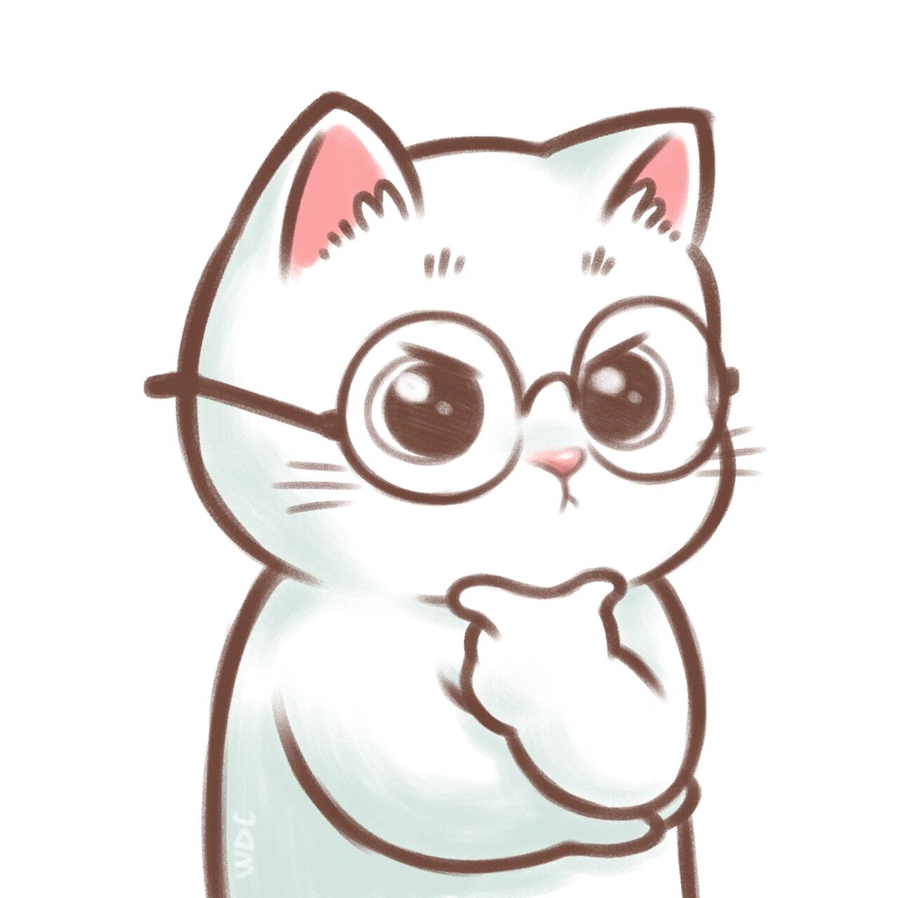 思考猫咪 头像表情(7只) 大家好~我是一只正在思考04的小白猫93