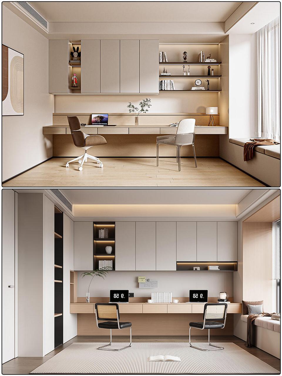 推荐12款简约流行时尚实用书房满墙书柜设计 在现代家居设计中,满墙