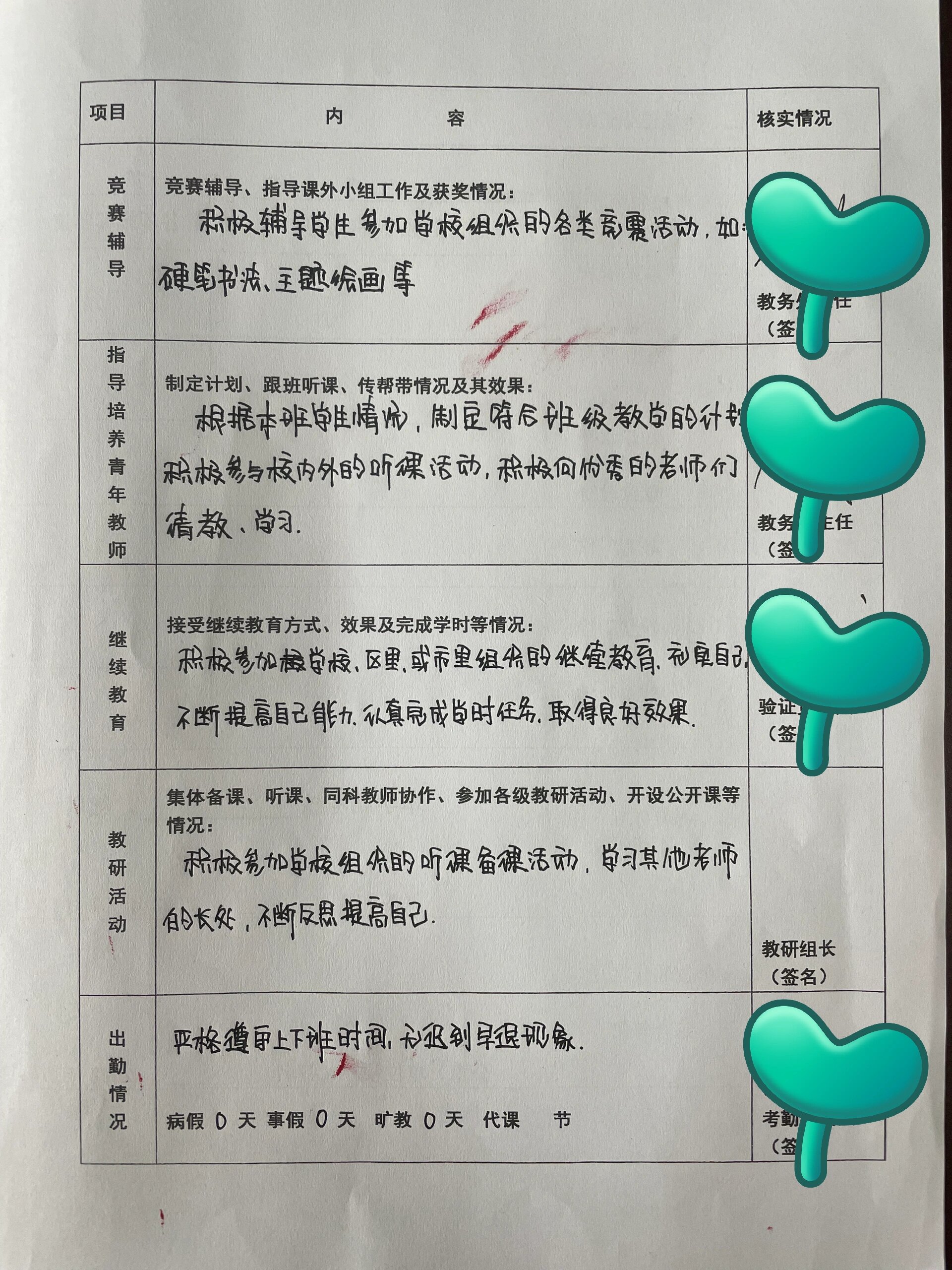 苏州教师平时考核表