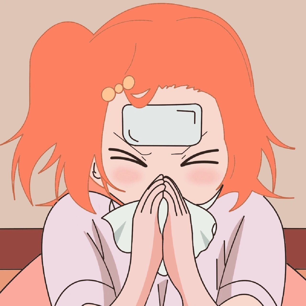 感冒生病女生头像 临摹