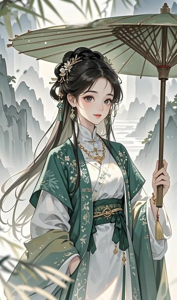 古风少女撑伞,优雅迷人,梦回古代