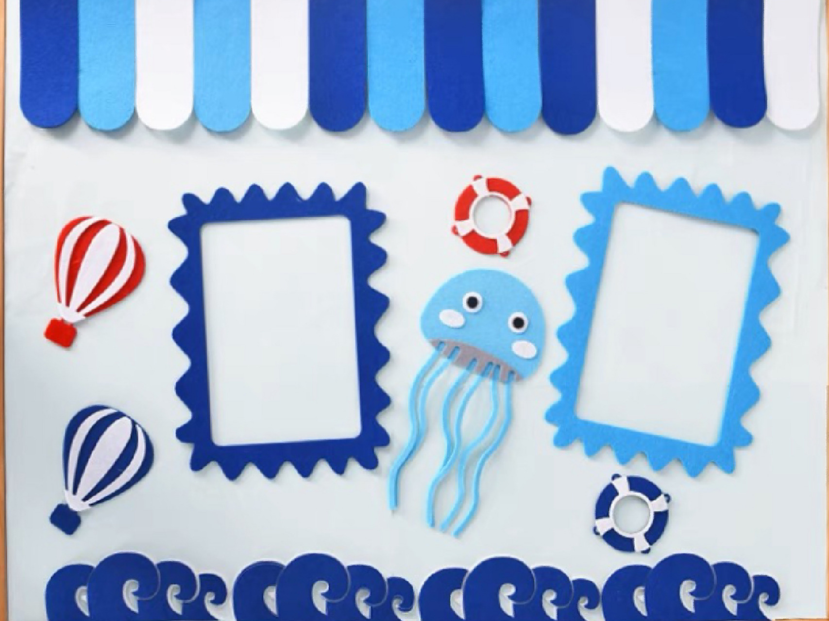 创意海洋边框条主题墙墙贴环创板报幼儿园文化墙面布置装饰材料 	 老