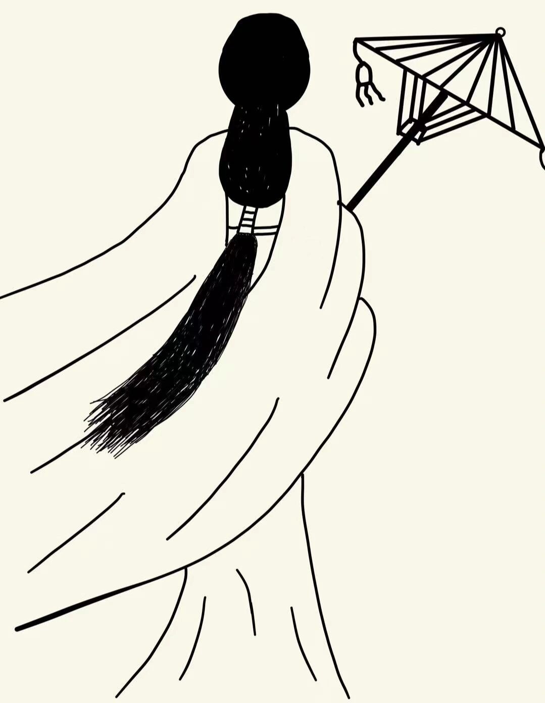 简笔画临摹day5       古风背影