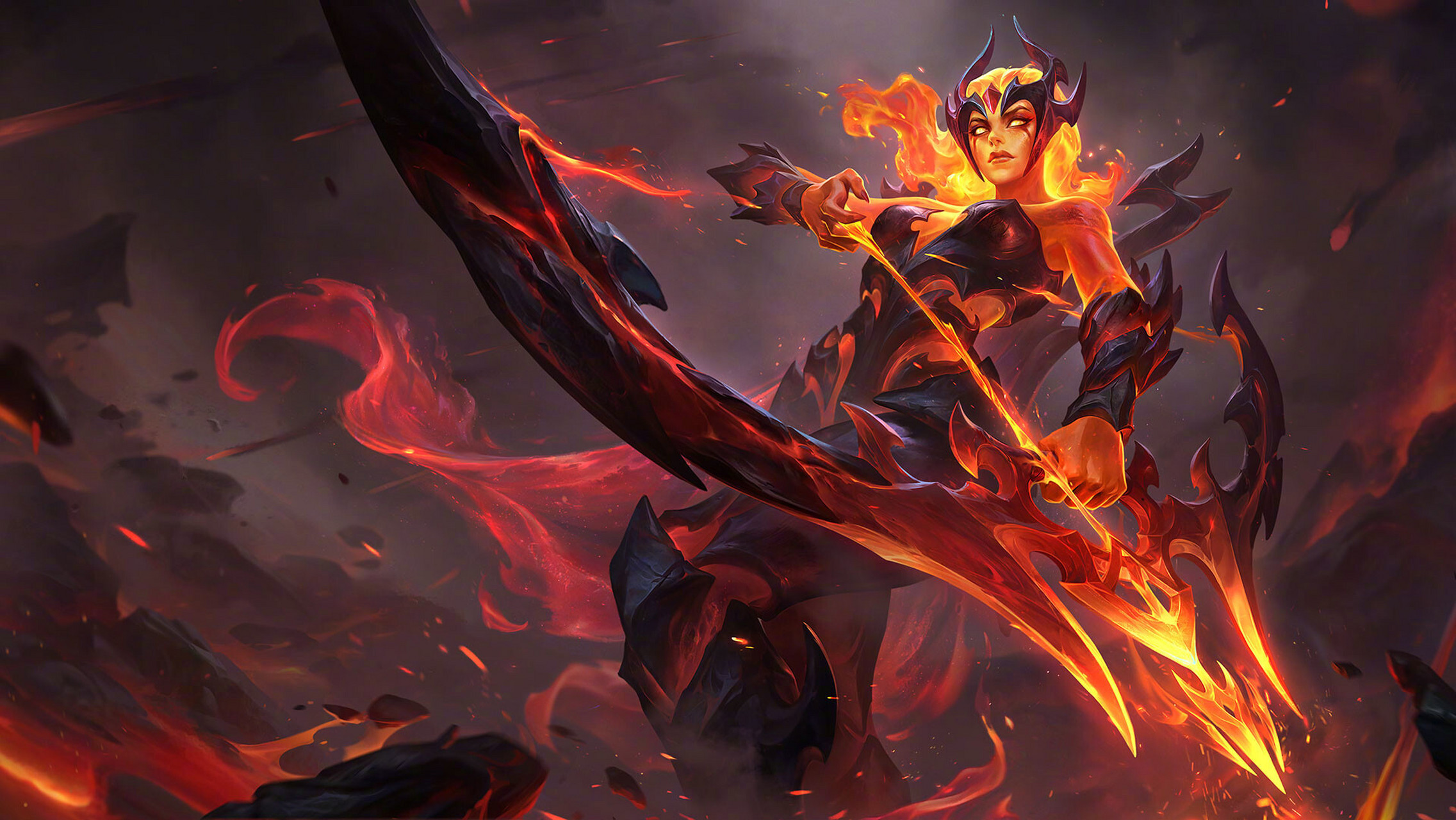 2024英雄联盟地狱火#插画师 yuyu wong 分享了地狱火 艾希的原画壹鞍