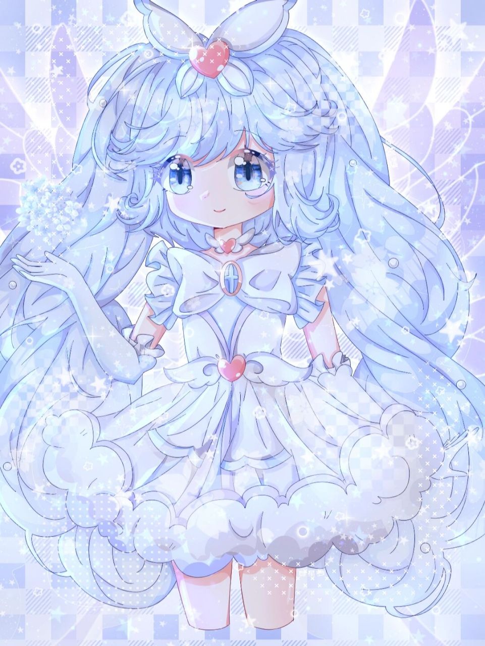 千韩 时隔六个月再画,真的很喜欢千韩的蓝色双马尾,随意使用(手上的花