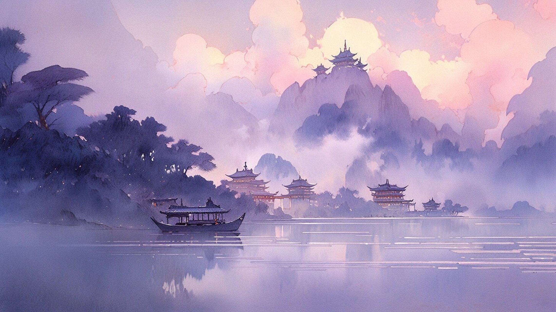 古风壁纸 | 悠悠暮山紫 潦水尽而寒潭清,烟光凝而暮山紫 #壁纸# #古风