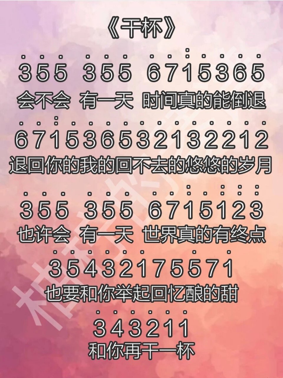 拇指琴卡林巴|《干杯》简谱 五月天 会不会 有一天 时间真的能倒退