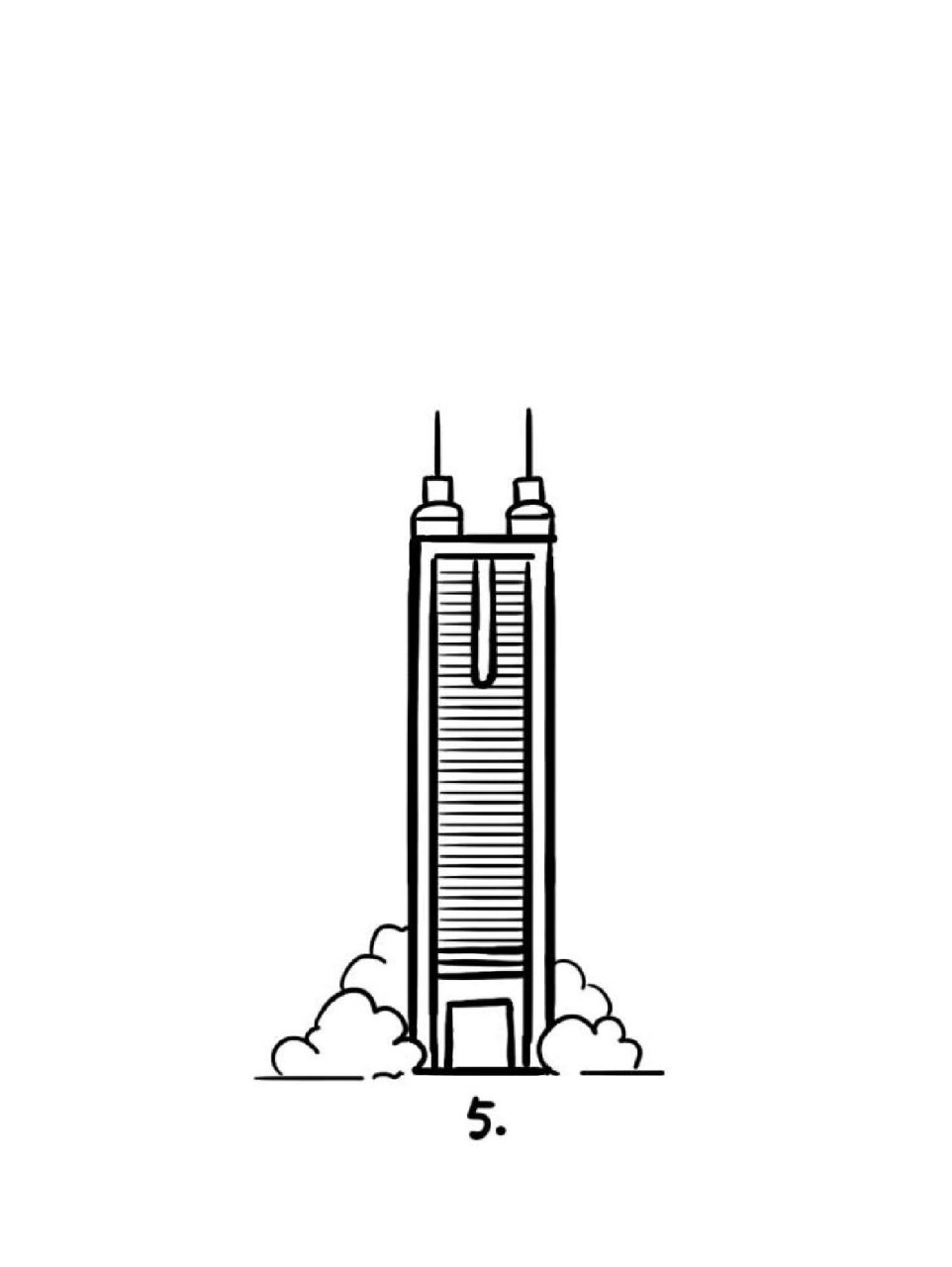如何画深圳地王大厦|地标建筑简笔画教程15 地标建筑第15个作品—深圳
