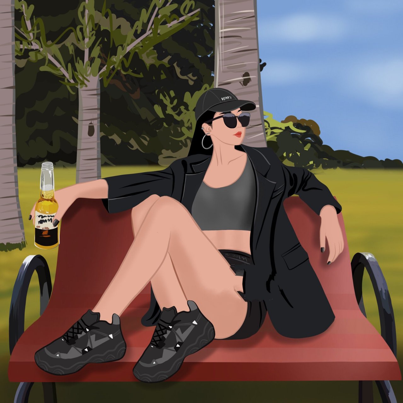 插画头像|帅气女生超a头像又又又来了 手绘插画头像～又是酷酷的女孩