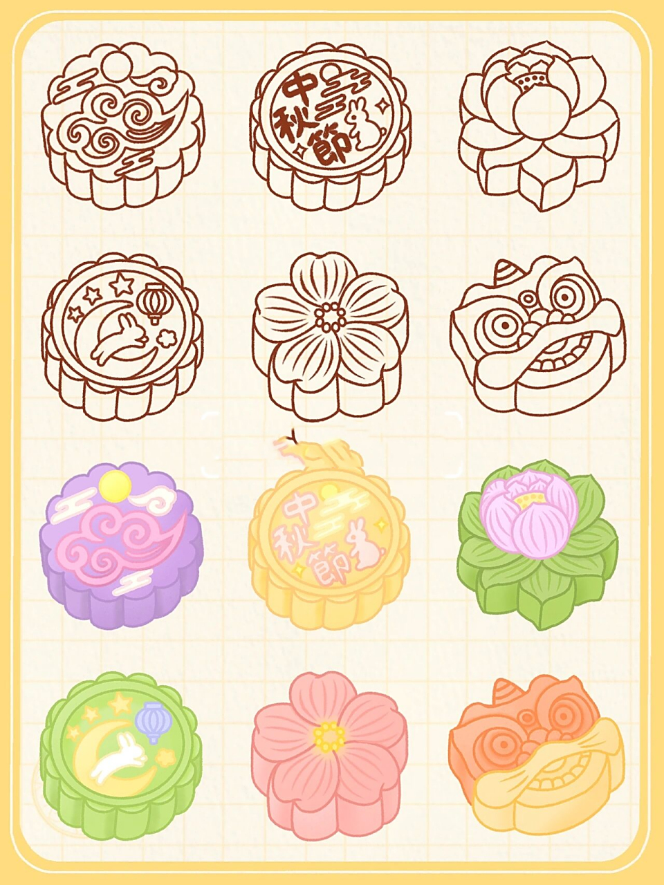 day72 / 原创简笔画之月饼篇7815教程 中秋节快要到啦~ 逛超市