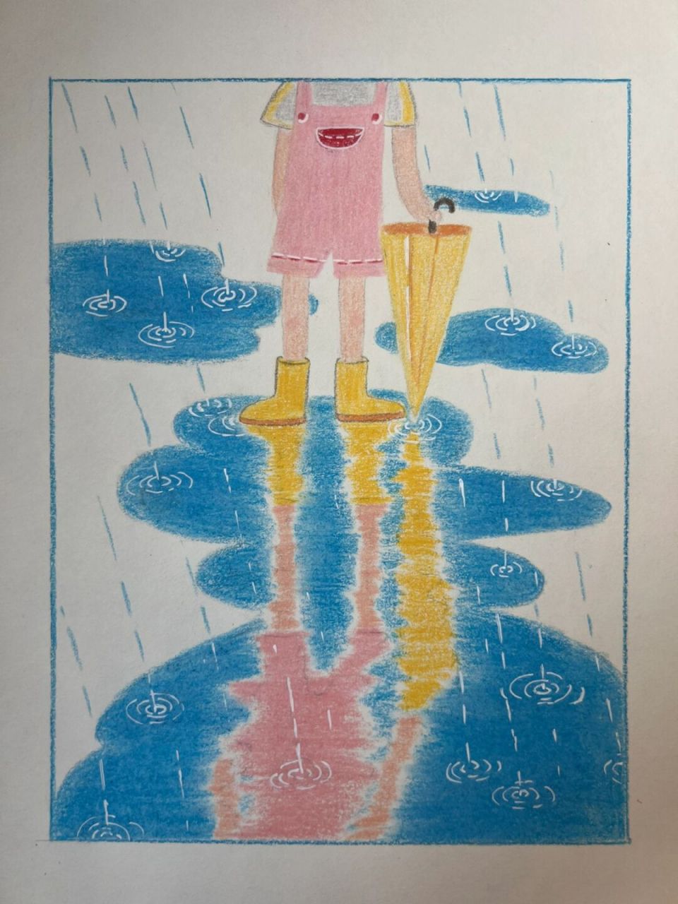 喜欢下雨天(彩铅画.