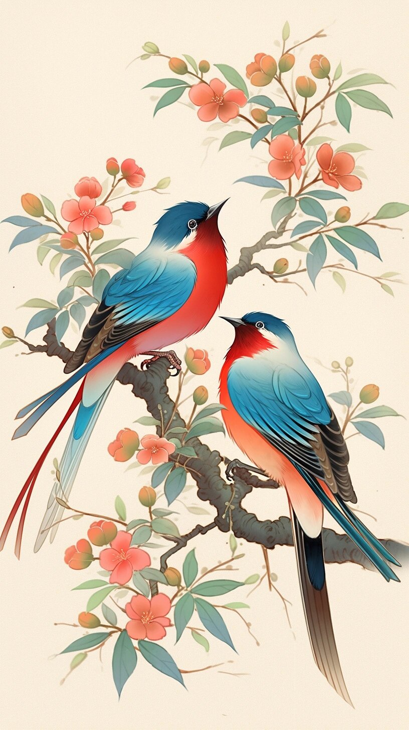 中国风花鸟画插画素材分享